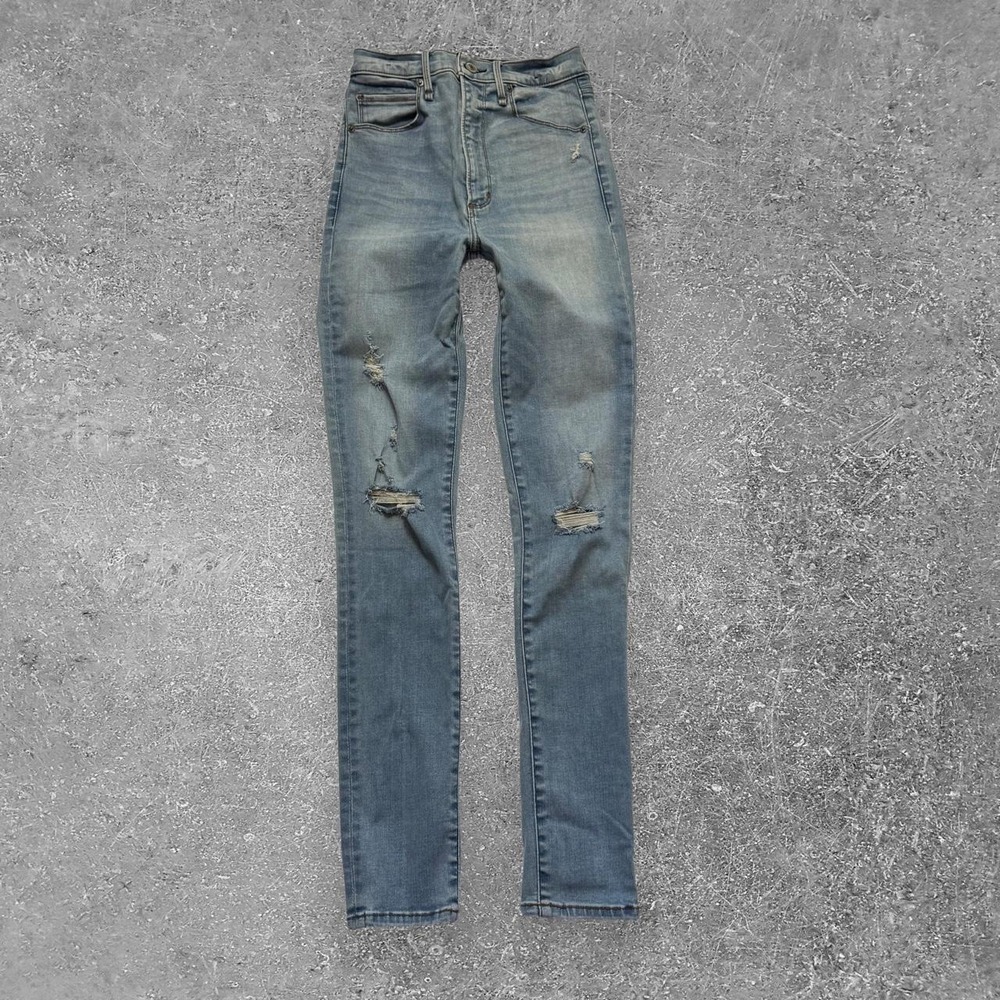 Abercrombie & Fitch Ultra High Rise Super Skinny Jeans Size 0 25 Blue Distressed